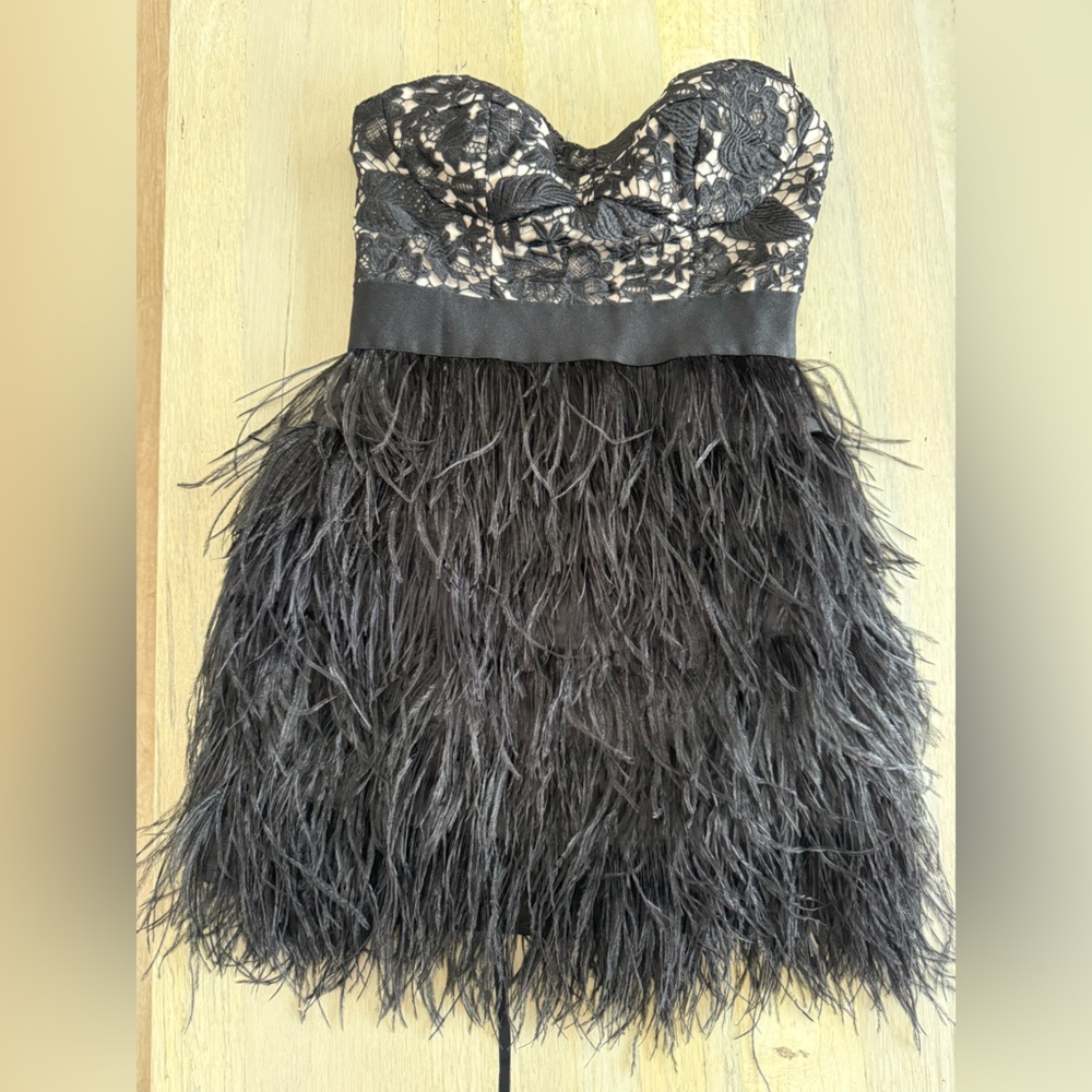 Bebe Black Feather Dress size small